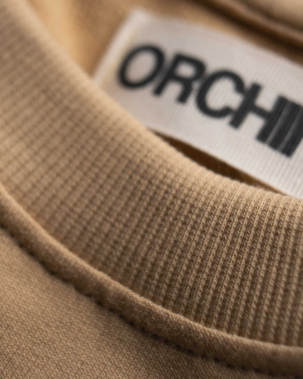 Oversized Cotton Basics Beige oversized cotton t-shirt with relaxed fit and subtle embroidery on edge