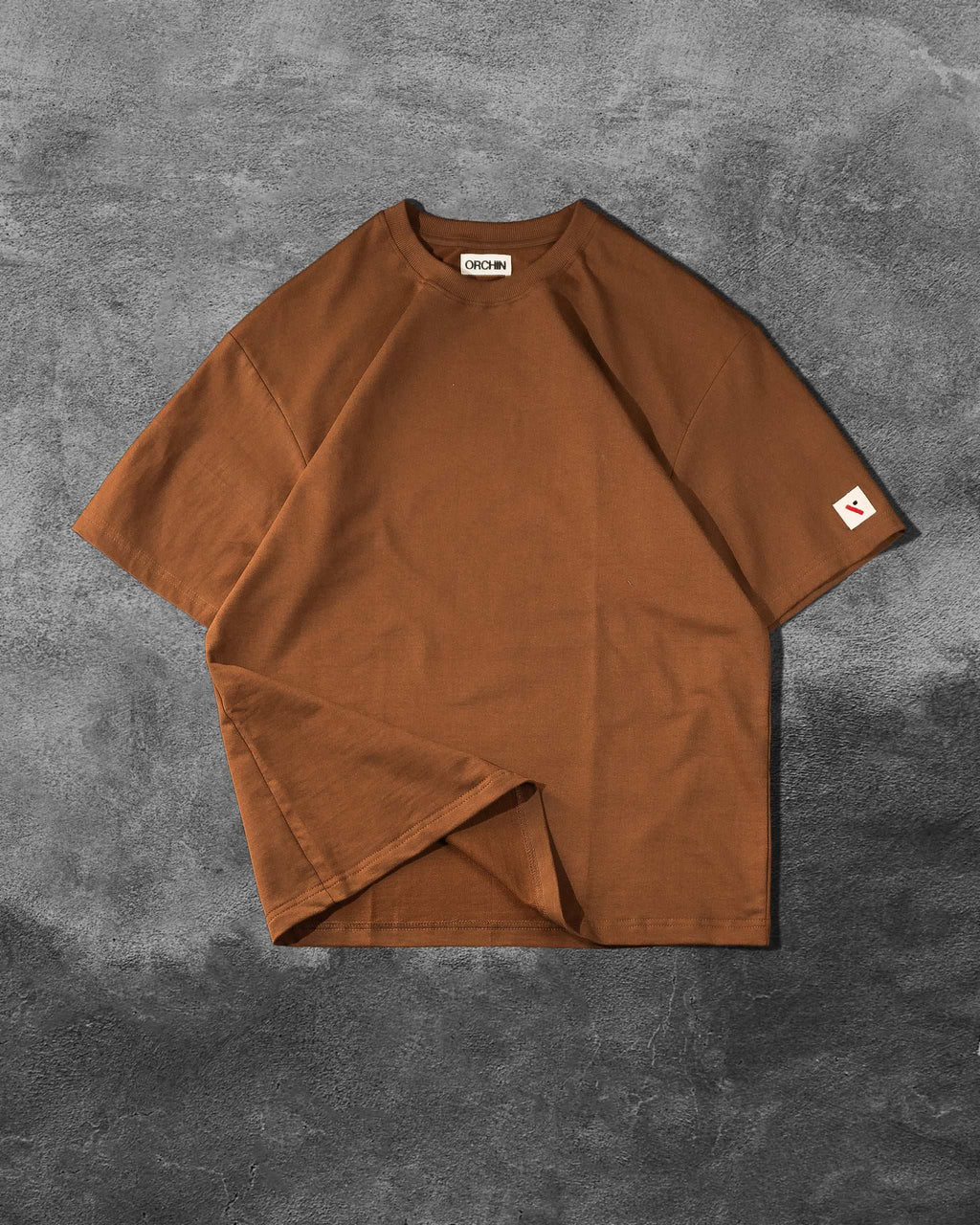Oversized Cotton Basics brown oversized cotton tee with subtle embroidery and relaxed fit