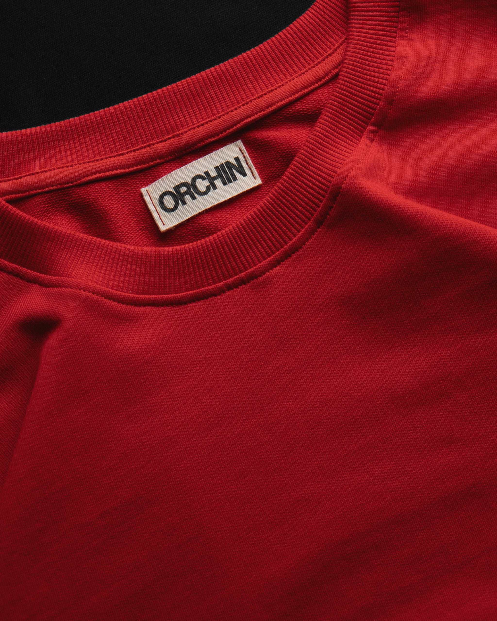 Red oversized cotton basics t-shirt with relaxed fit and subtle embroidery
