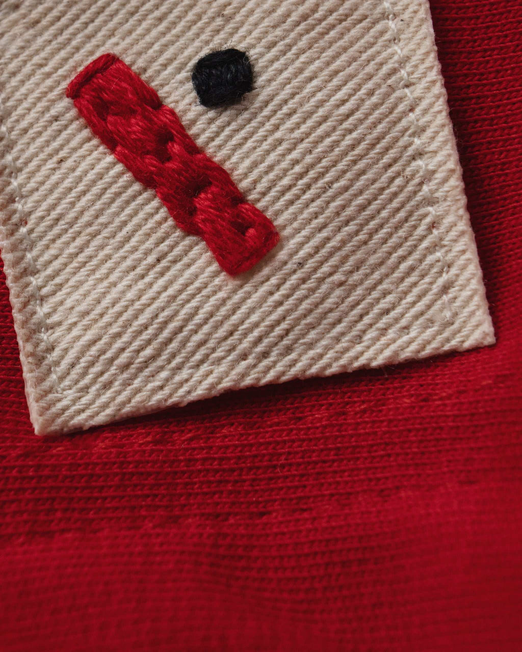 Red oversized cotton basics t-shirt with relaxed fit and subtle embroidery